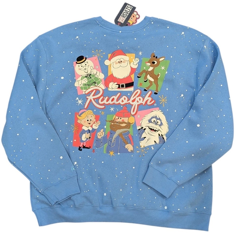 RSVLTS Rudolph The Red Nosed Reindeer and Friends Blue Sweater Sweatshirt 2XL
